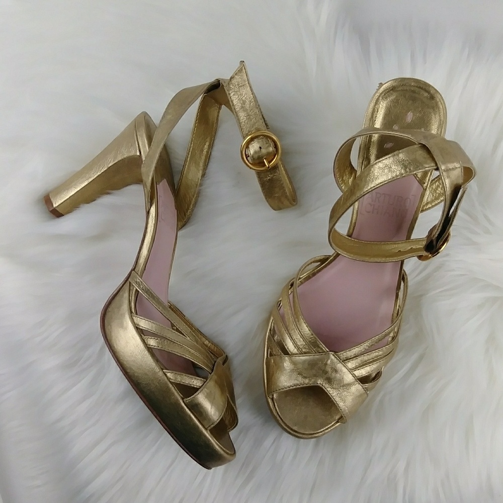 Arturo Chiang VICTORIA Gold Foil Leather Sandals